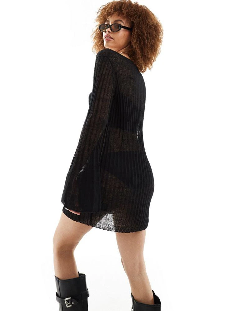 Weekday Weekday Molly sheer knit mini dress in black 2