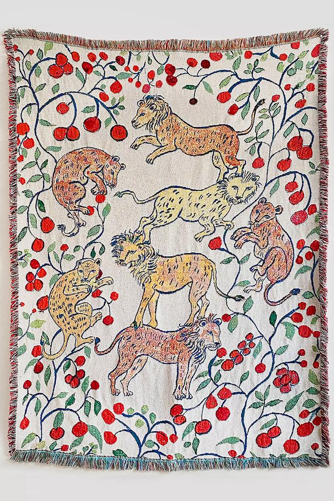 Olivia Wendel Textiles Pomegranate Lions Blanket