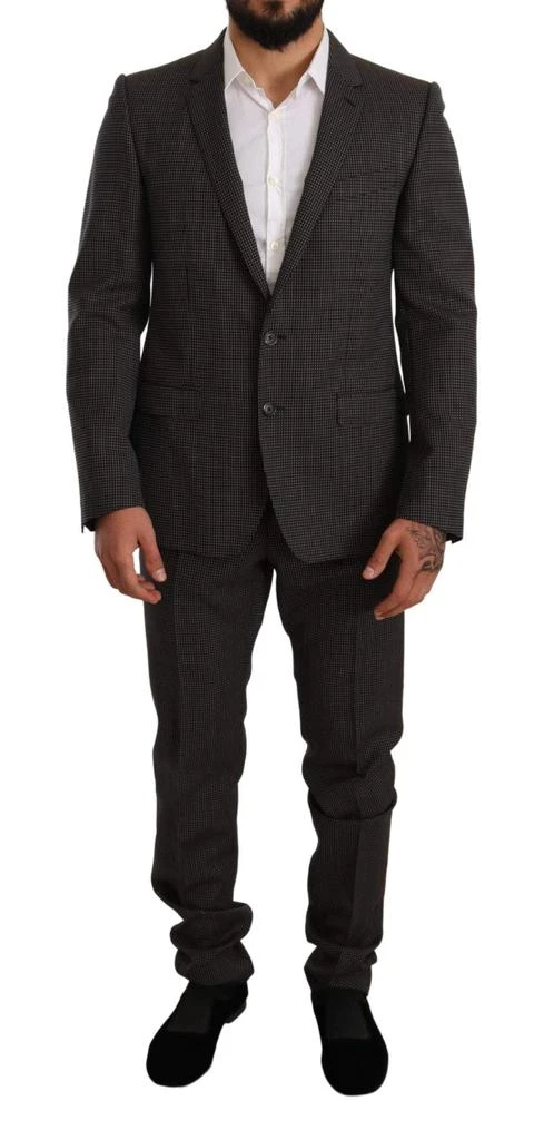 Dolce & Gabbana Dolce & Gabbana Black Fantasy Pattern Wool MARTINI Suit 1