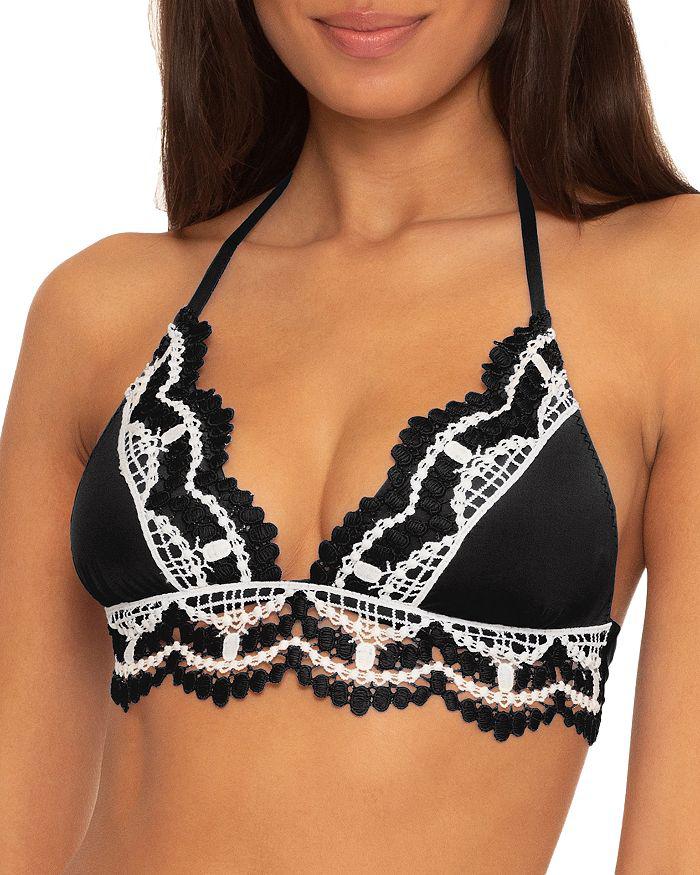 BECCA® by Rebecca Virtue Delilah Crochet Trim Halter Bikini Top