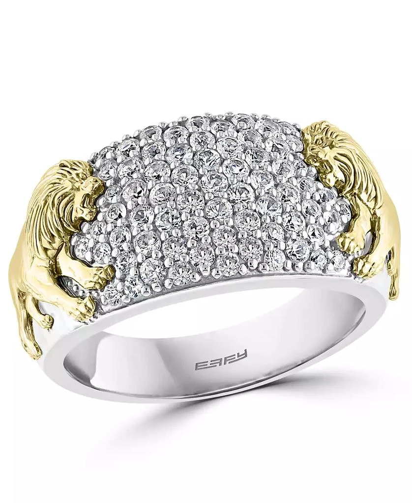 EFFY Collection EFFY® Men's White Sapphire Lion Ring (1-3/8 ct. t.w.) in Sterling Silver & 14k Gold-Plate 1