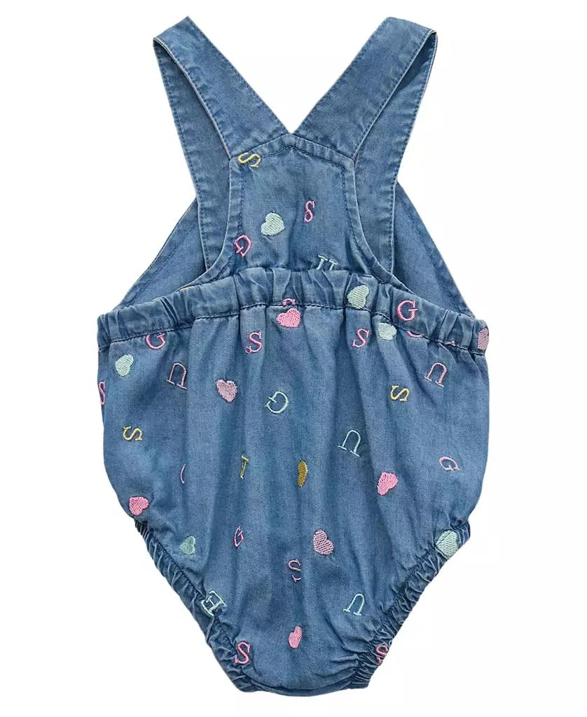 GUESS Baby Girls 2-Piece Short Sleeve Bodysuit and Embroidered Overall Set 8