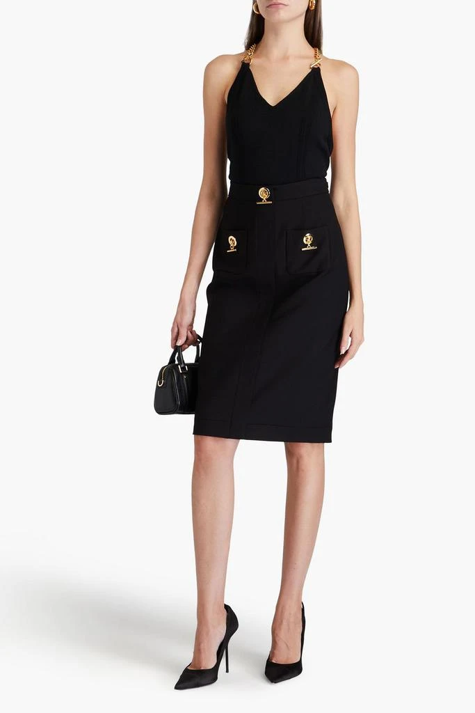 Moschino Chain-embellished wool halterneck top 2