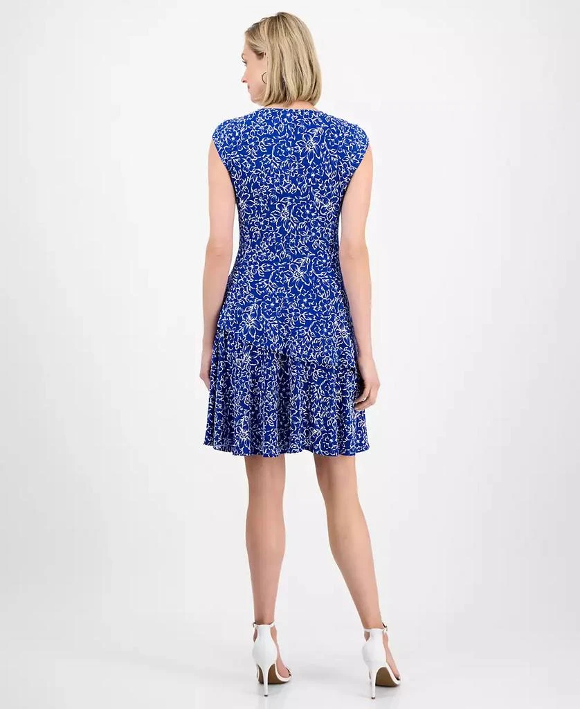Robbie Bee Petite Floral-Print Double-Ruffle Fit & Flare Dress 5