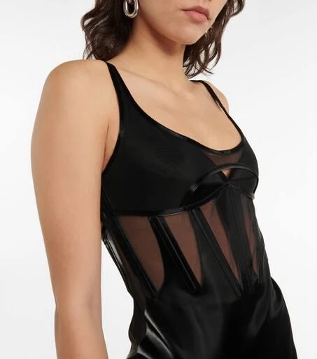Mugler Mesh-paneled bustier minidress 4