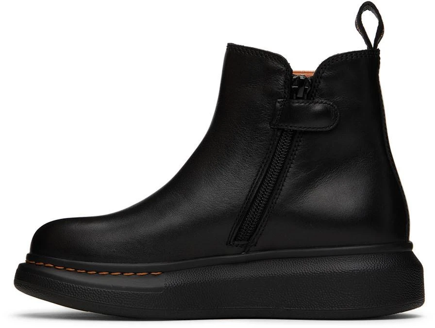 Alexander McQueen Kids Black & Orange Oversized Chelsea Boots 3