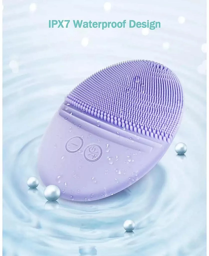 HEATDAZ Rechargeable Facial Cleansing Brush, Soft Silicone Waterproof Sonic Vibrating Face Cleaning Brush Compatible with Face Cleansers, 5 Speeds, Violet 5