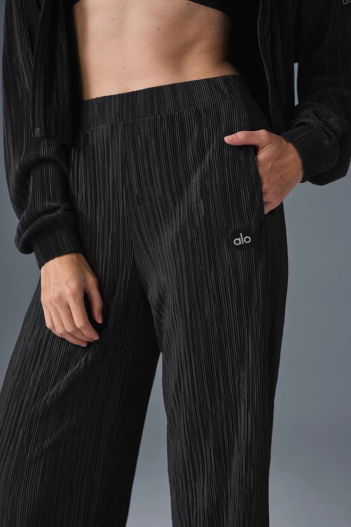 Alo High-Waist Micro Plisse Straight Leg Pant - Black 3