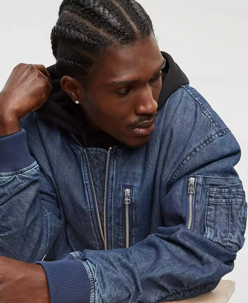 Mode of One Men's Costas Zip-Front Denim Bomber Jacket, Exclusively at Macy's 4