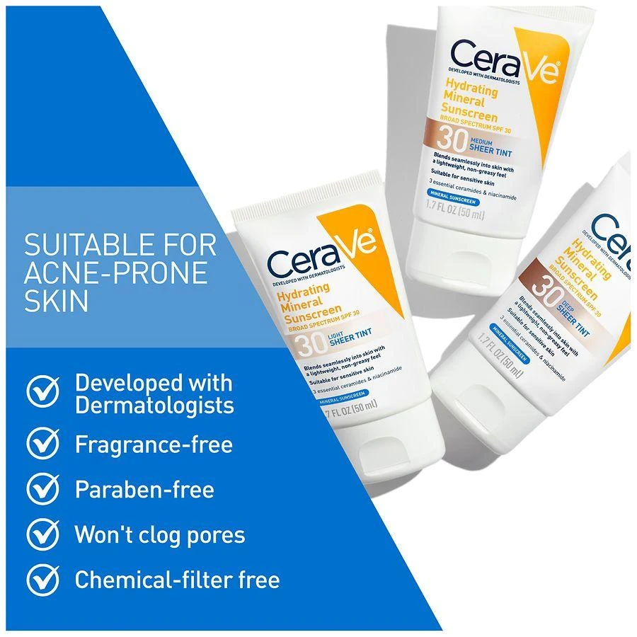 CeraVe Hydrating Mineral Sunscreen SPF 30 for Face with Sheer Tint 5
