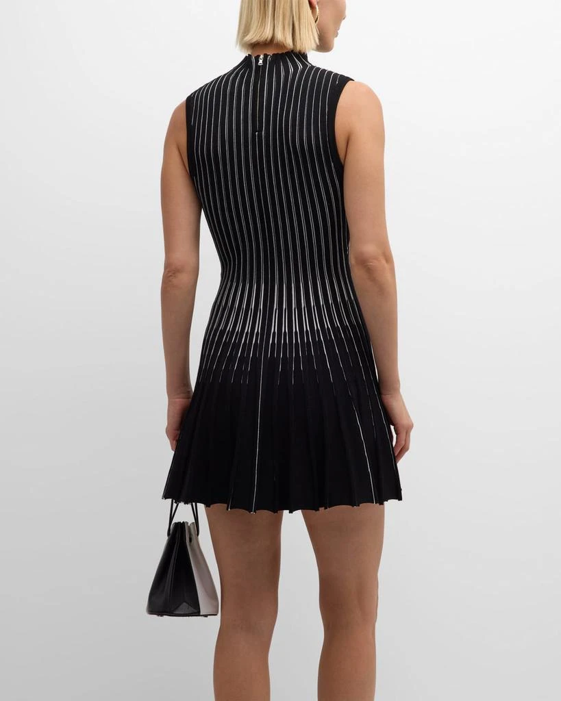Milly Kayce Pleated Mock-Neck Striped Mini Dress 6