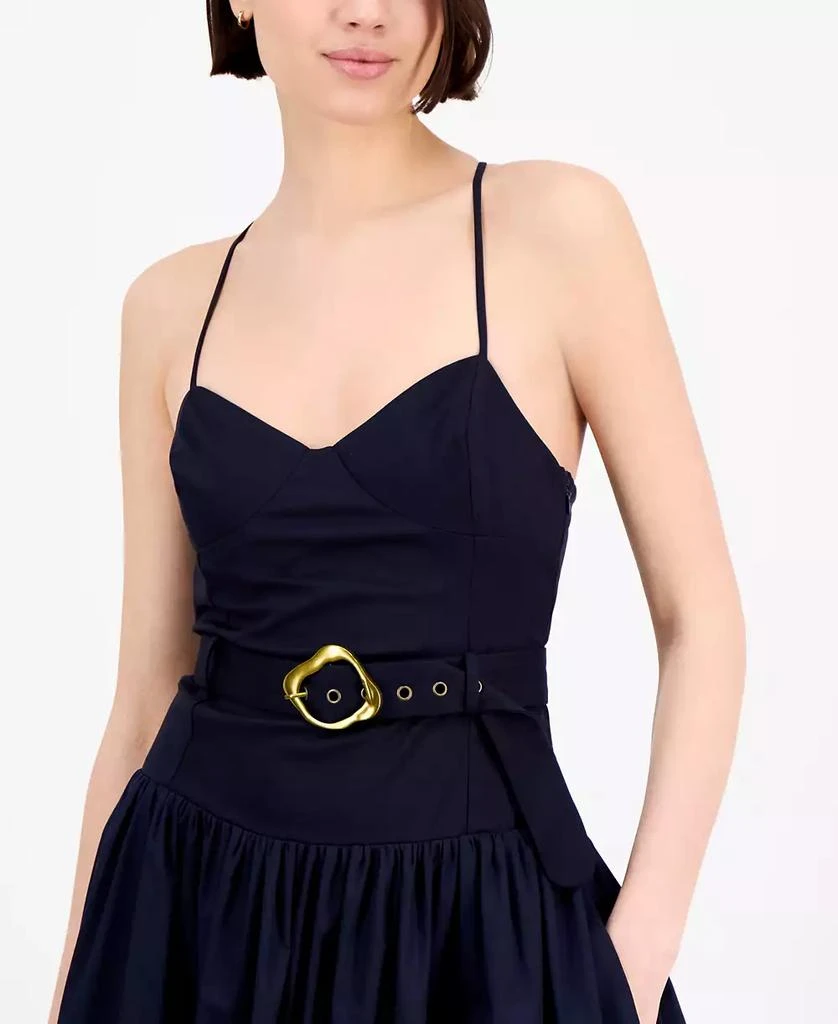 En Saison Women's Melody Mixed-Media Belted Midi Dress 2