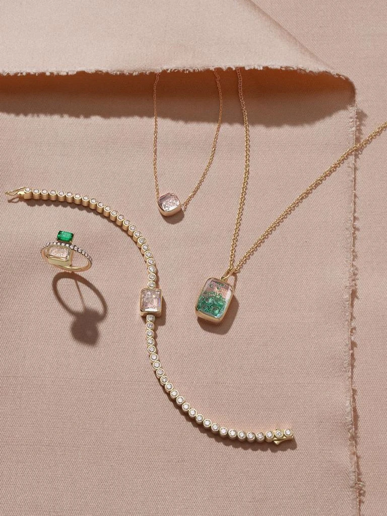 Moritz Glik 18K Yellow Gold Emerald 
Diamond Shaker Eternity Ring 2