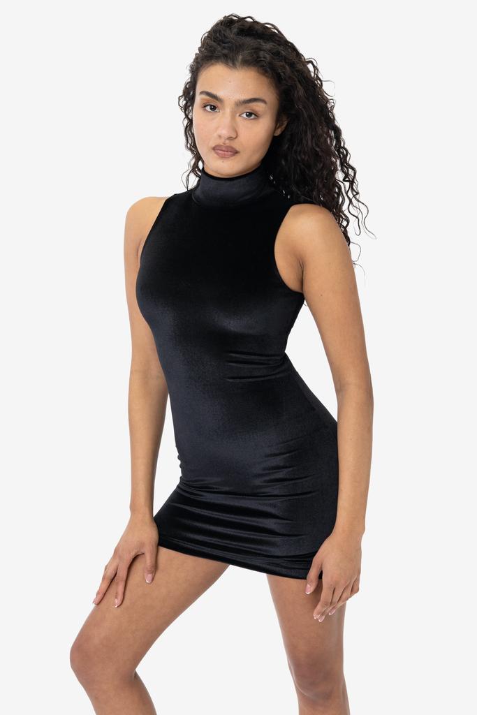 Los Angeles Apparel VVT3673 - Velvet Sleeveless Turtleneck Mini Dress