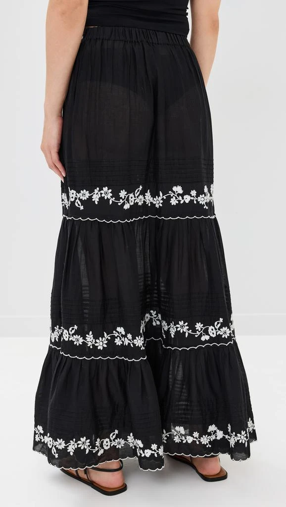 FARM Rio Black Embroidered Ruffled Maxi Skirt 2