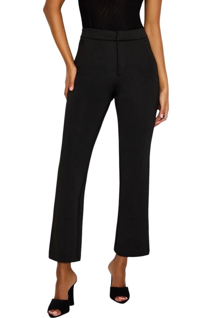 Good American Scuba Cropped Straight Trousers In Black