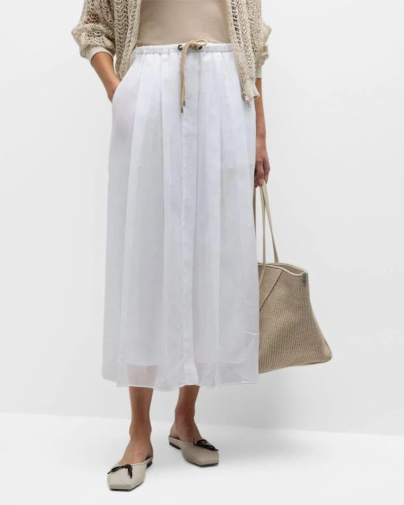 Brunello Cucinelli Cotton Gauze Fluid Maxi Skirt with Rope Belt 2