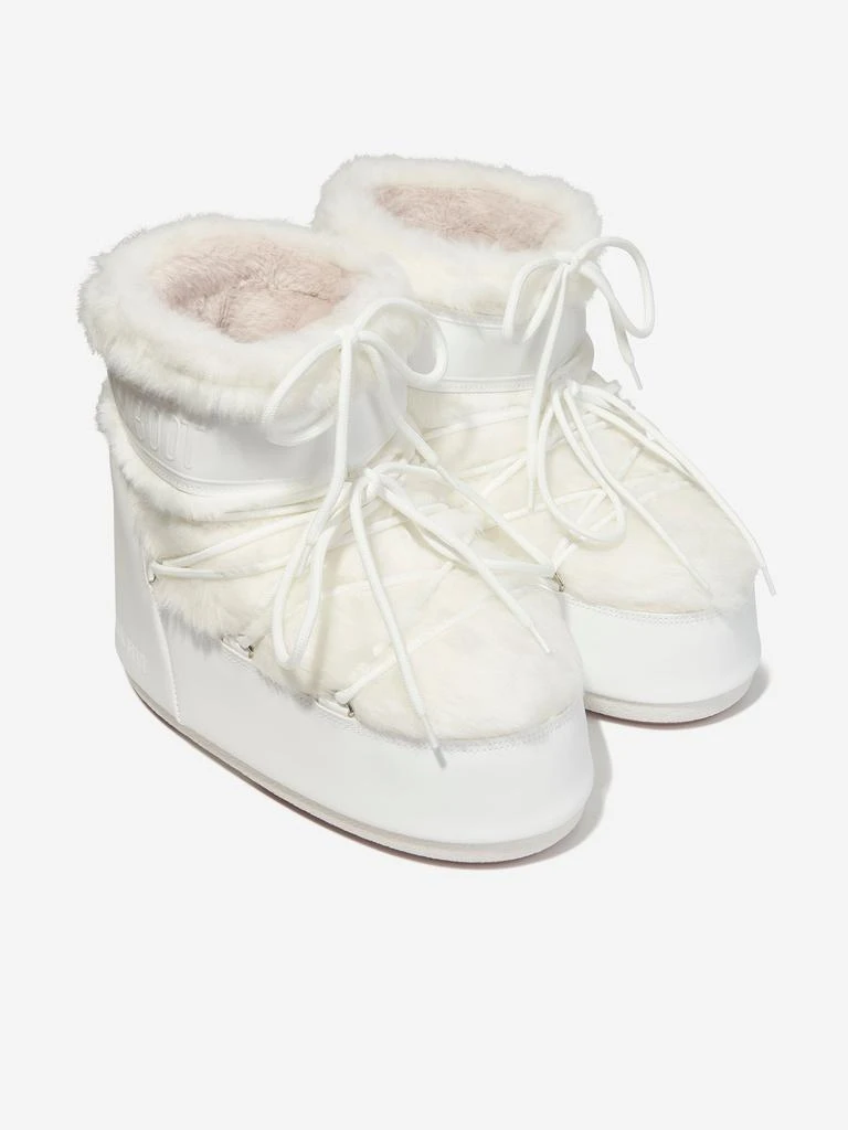 Moon Boot Kids Icon Lowo Faux Fur Snow Boots in White 2