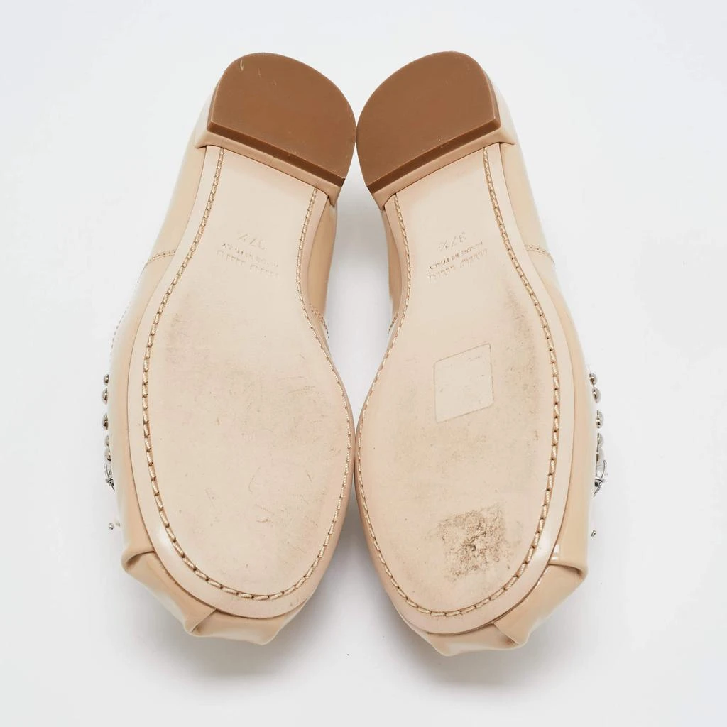 Miu Miu Miu Miu Beige Patent Leather Faux Pearls Ballet Flats Size 37.5 6