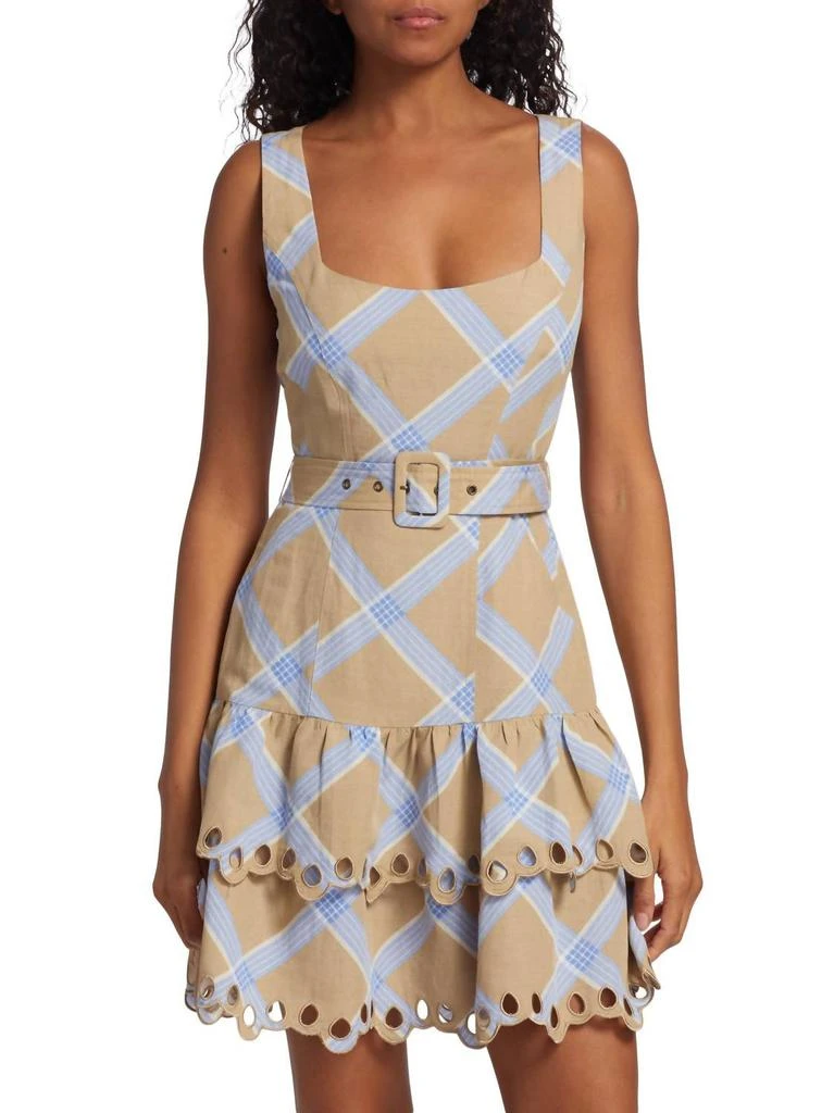 En Saison Isla Mini Dress In Tan And Blue 1