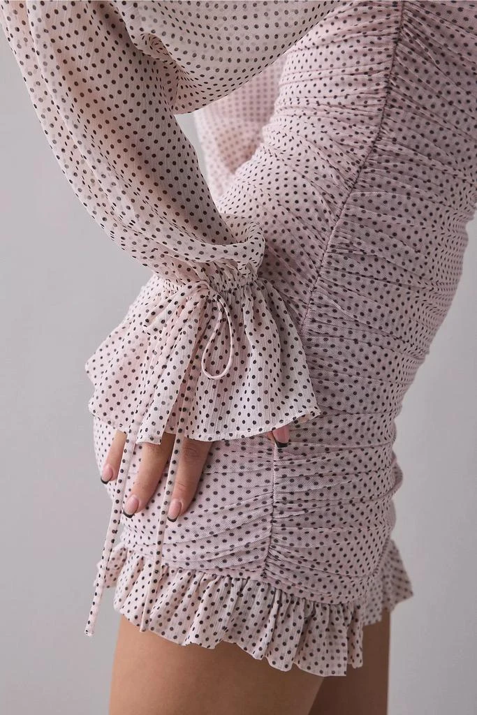 AFRM AFRM Claudia Mauve Pin Dot Off-The-Shoulder Ruched Mini Dress 2