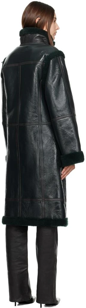 Helmut Lang Khaki Zip Shearling Coat 3