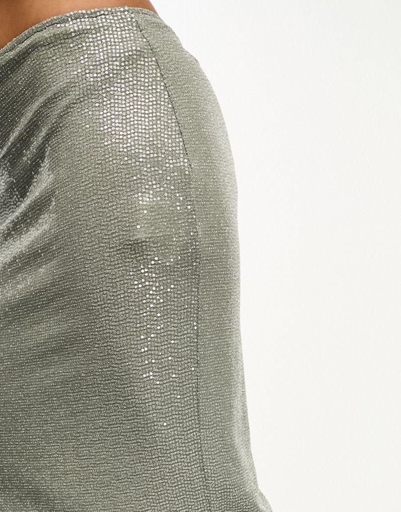 Pull&Bear Pull&Bear sequin maxi skirt co-ord in grey sparkle