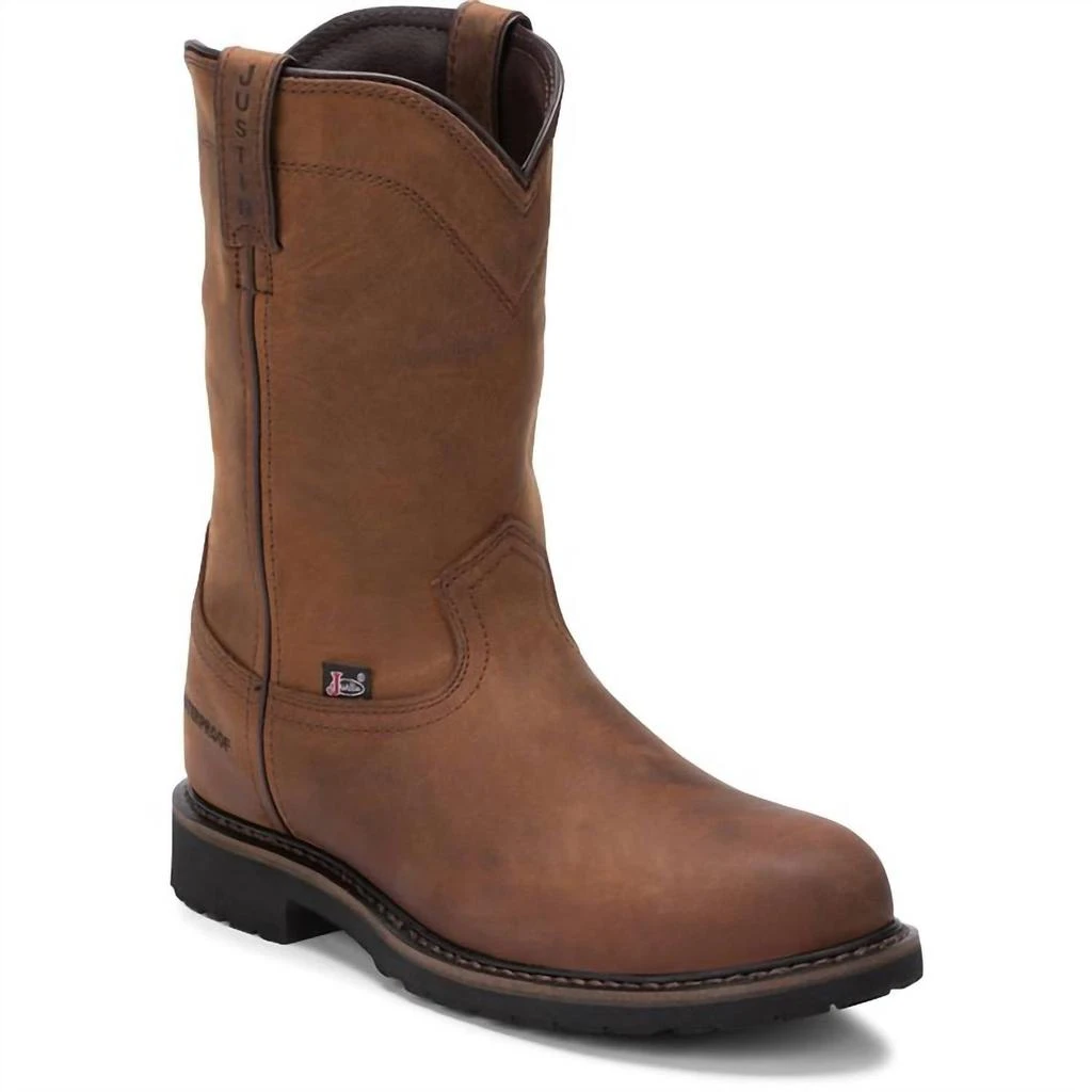 Justin Men's Drywall 10" Waterproof Steel Toe Work Boots In Whiskey 2