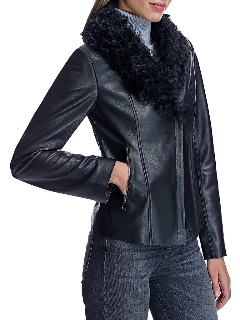 Maximilian Maximilian Leather Jacket with Lamb Collar 4