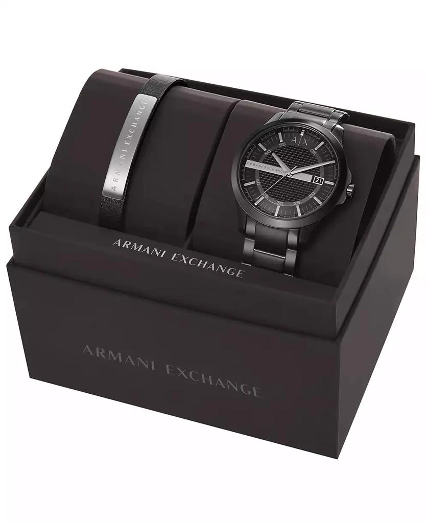 Armani Exchange Men's Black Stainless Steel Bracelet Watch Gift Set 46mm 3