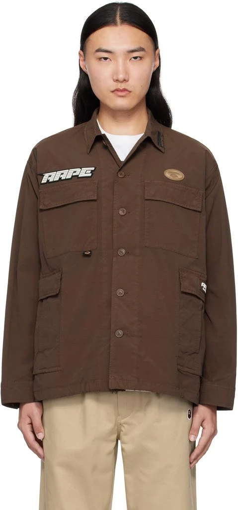 AAPE by A Bathing Ape Brown Moonface Logo Multi-Pocket Shirt Jacket 1