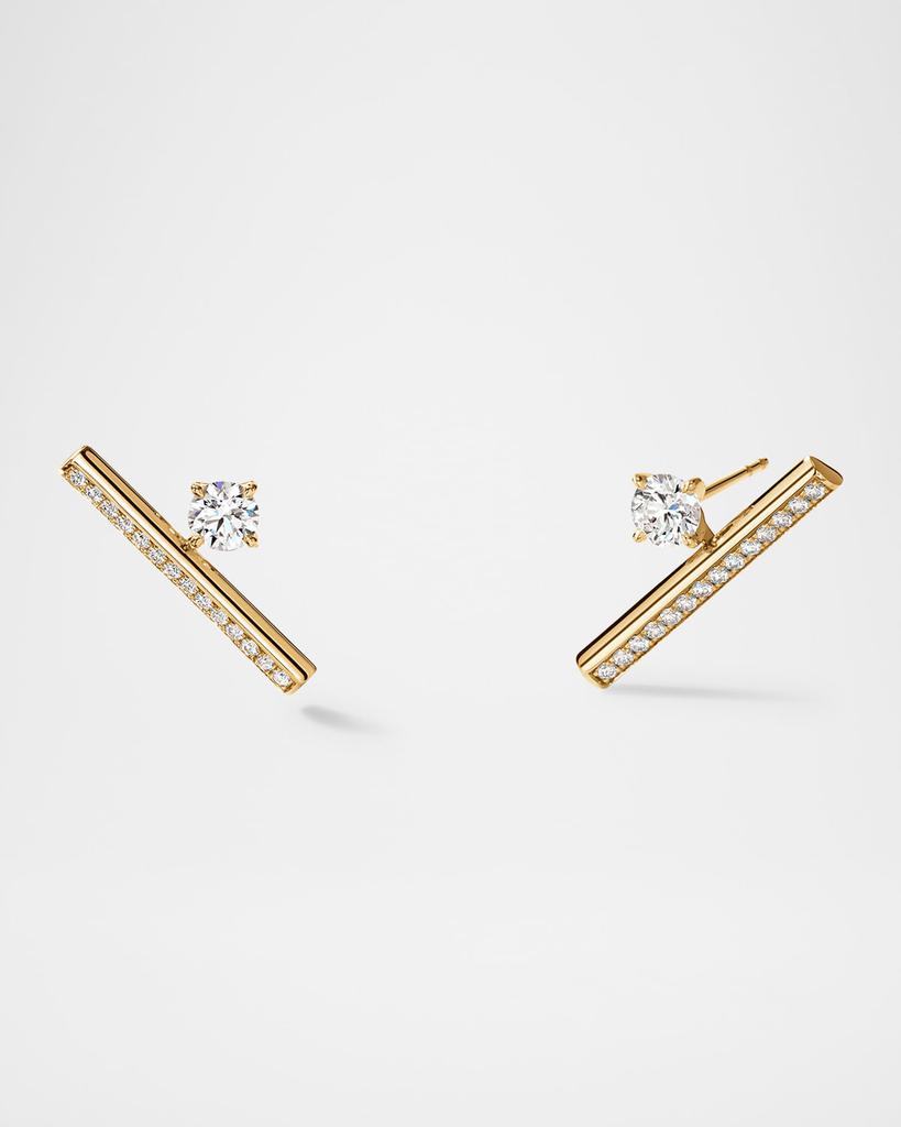 Hearts On Fire Barre 18K Yellow Gold Pave Floating Diamond Climber Earrings