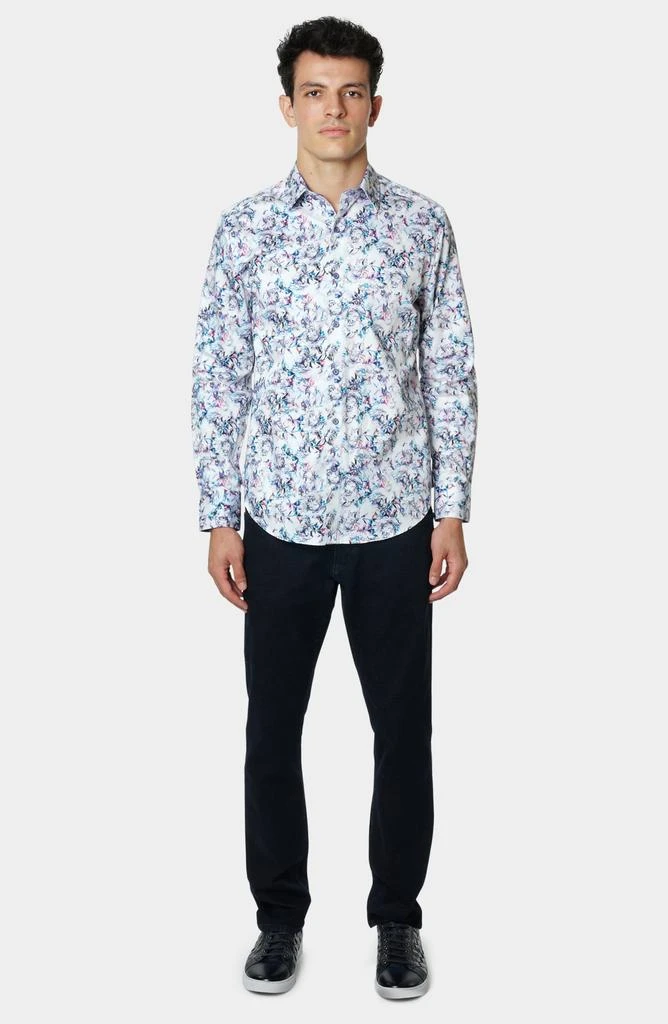 Robert Graham White Faded Floral Cotton Button-Up Shirt 5