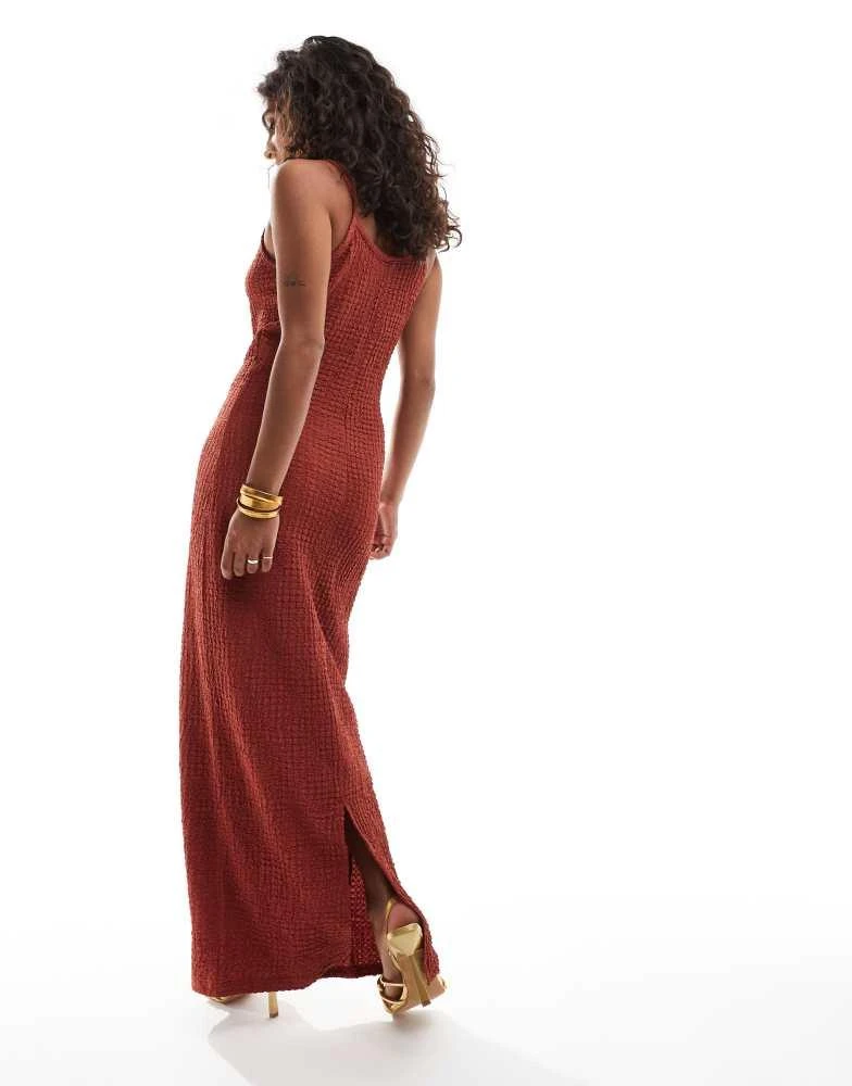 ONLY Petite ONLY Petite textured maxi cami dress in rust 4