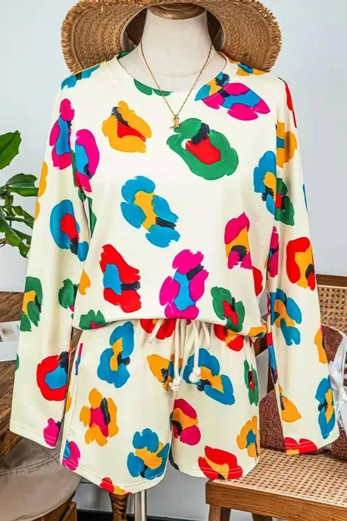 fashionworks Fashionworks - Women
s Long Sleeve Top 2-Piece Shorts Set