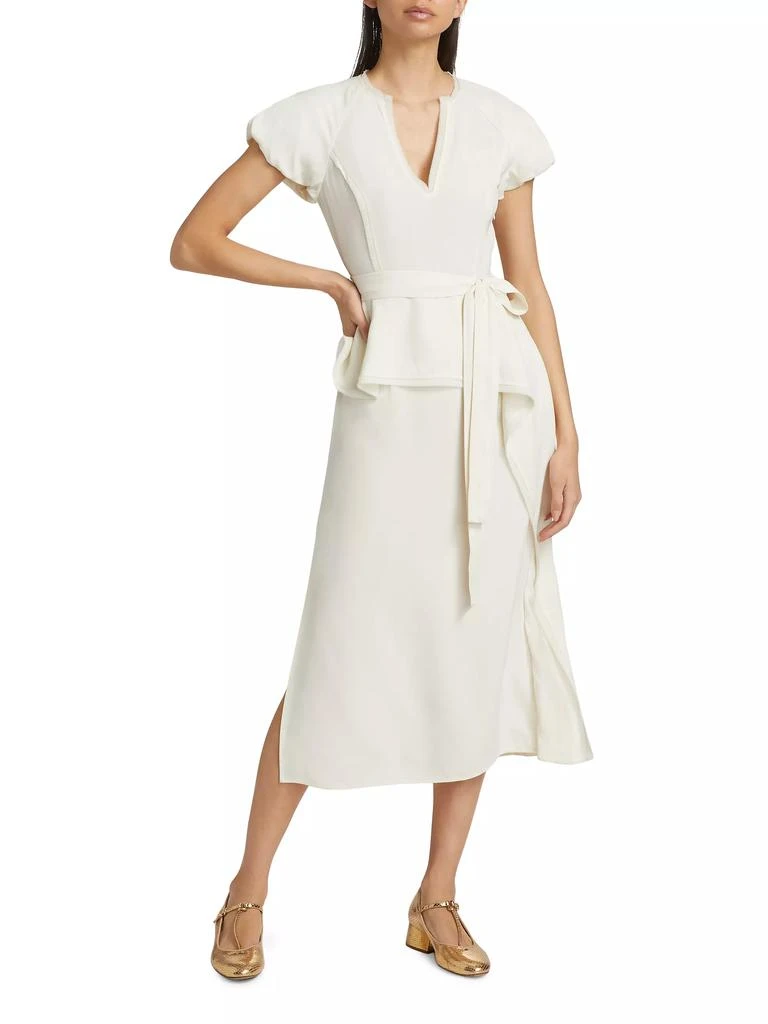 Ulla Johnson Demetria Crepe Peplum Belted Midi-Dress 2