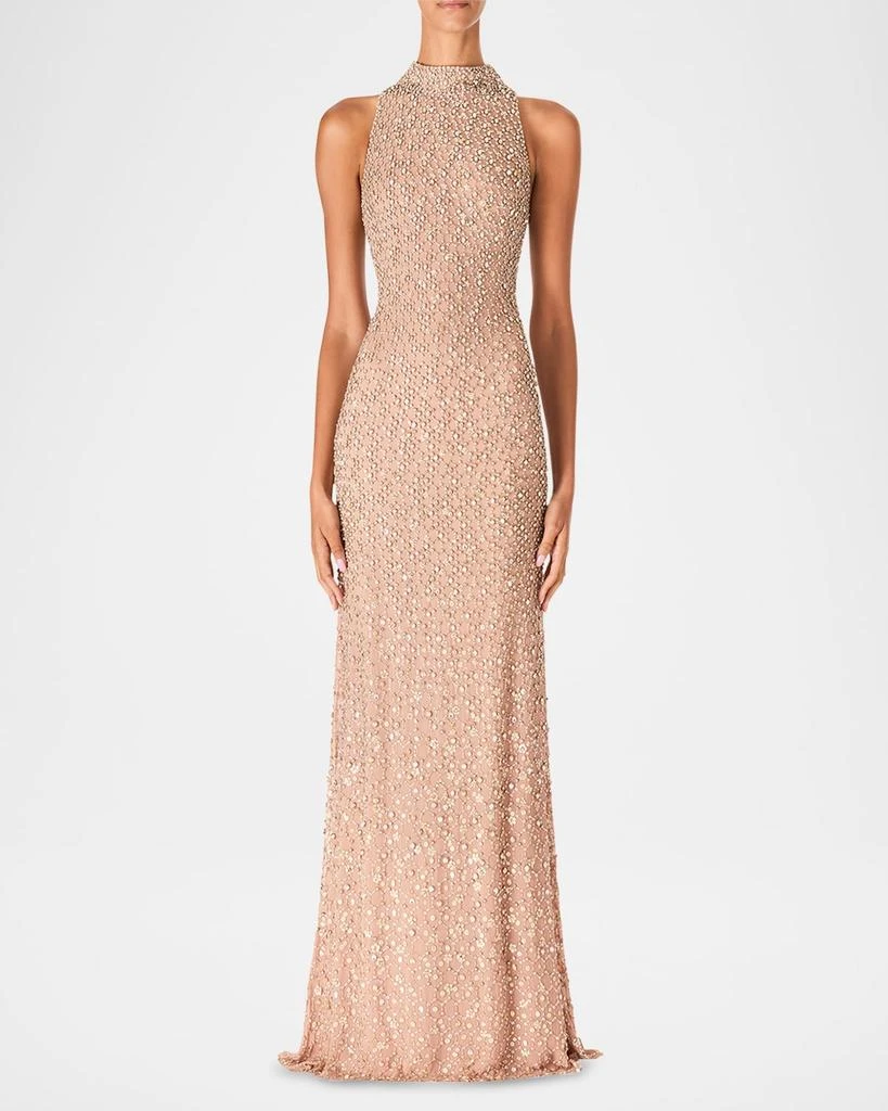 Jenny Packham Juno Crystal Mock-Neck Sleeveless Gown 2