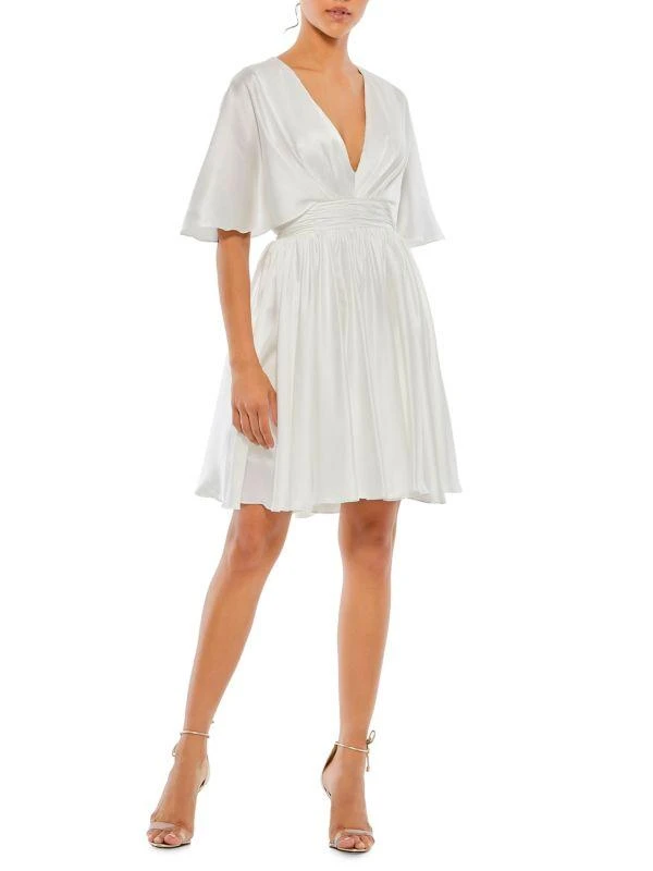 Mac Duggal Satin Cape Mini Dress 1