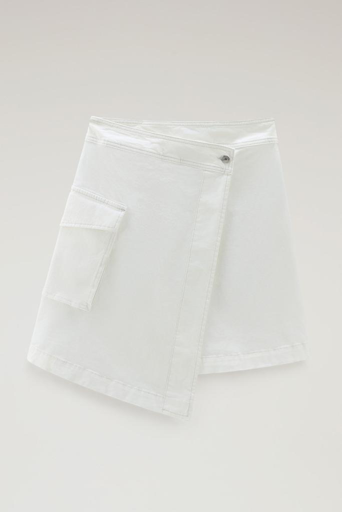 Woolrich Garment-Dyed Wrap Cargo Skirt in Cotton Twill - Women - White
