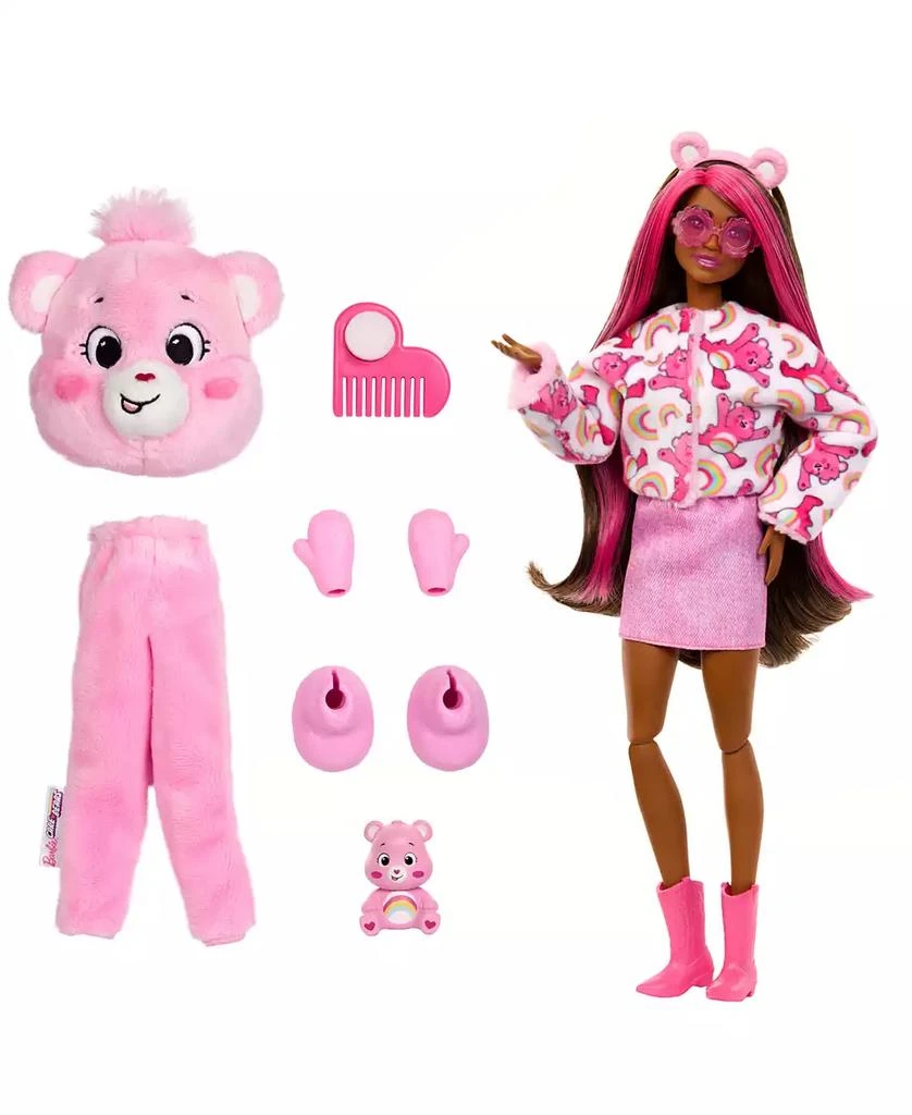 Barbie Cutie Reveal Care Bears Series Doll & Accessories in Cheer Bear Plush Costume, 10 Surprises 6