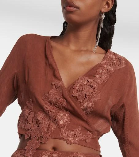 Acne Studios Floral lace-trimmed crop top 4