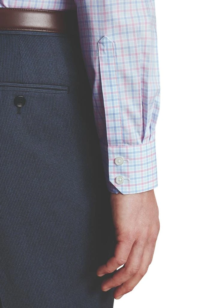 Charles Tyrwhitt Men's Check Non-Iron Twill Cutaway Slim Fit Shirt Single Cuff 10