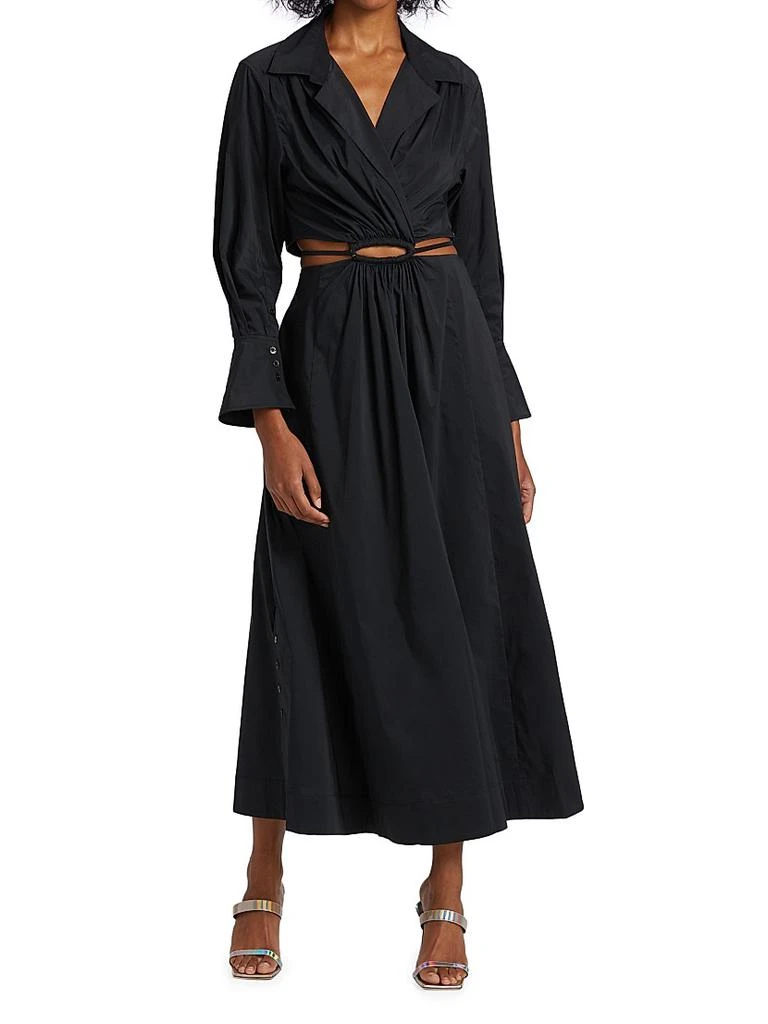 Jonathan Simkhai Alex Pleated Poplin Cut-Out Maxi Shirtdress 3