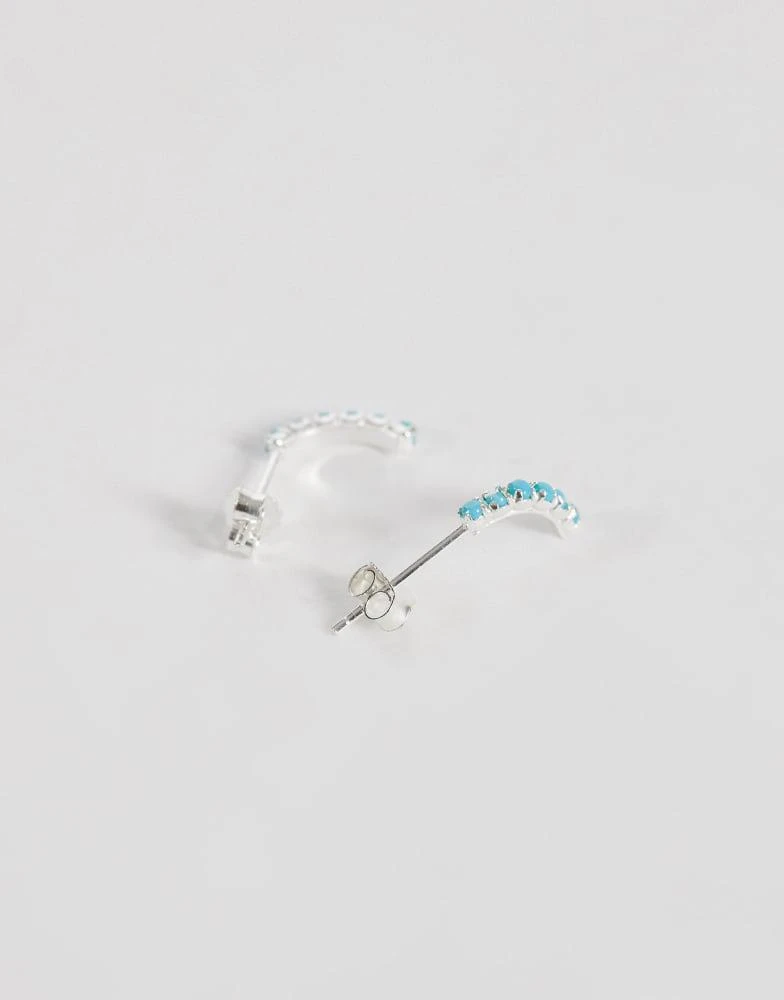 Kingsley Ryan Kingsley Ryan faux turquoise hald hoop in sterling silver 3