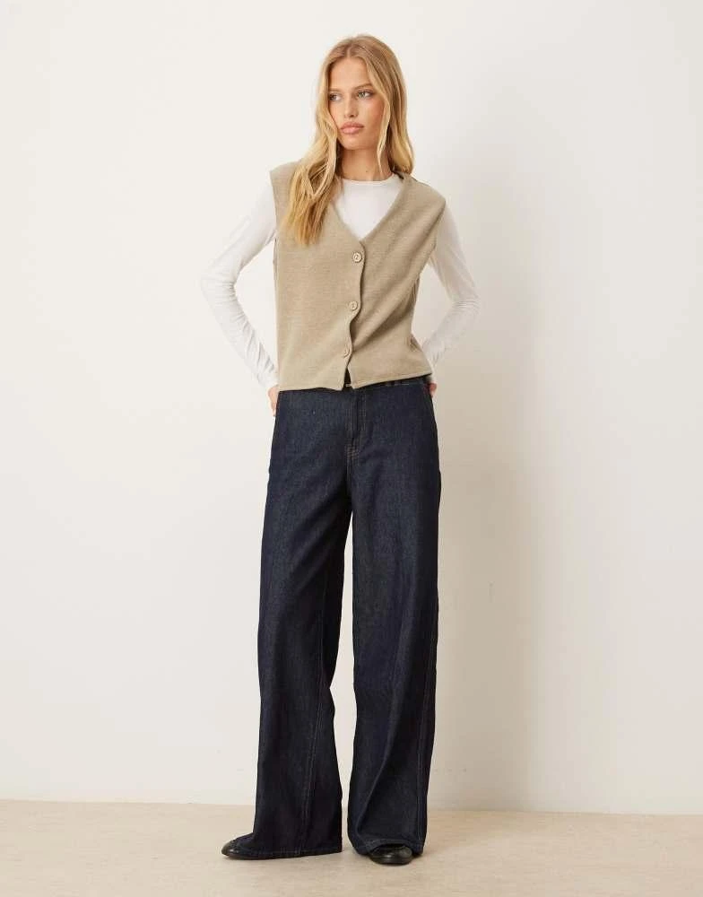 ASOS ASOS DESIGN Supersoft sleeveless button through tee in stone - STONE 2