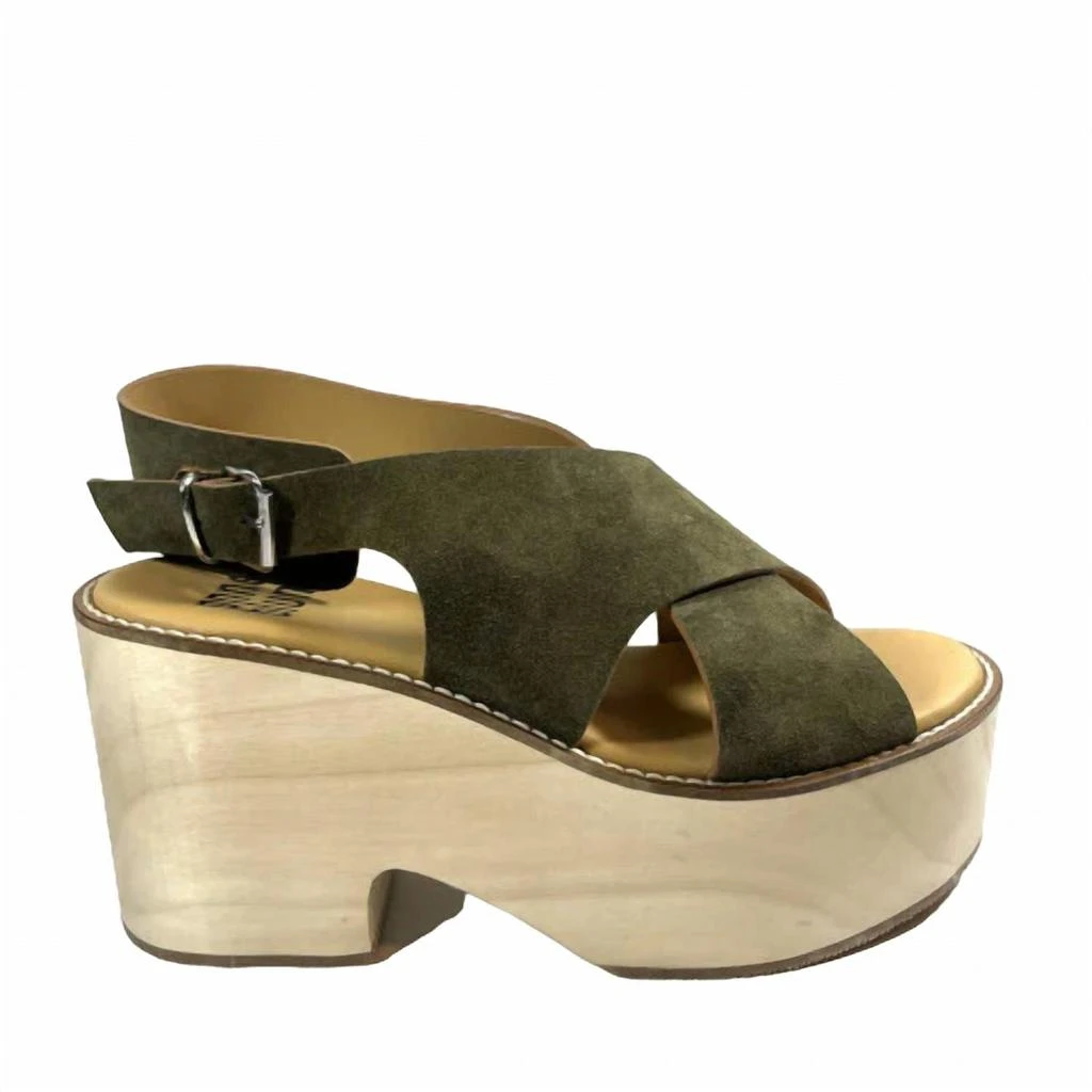Anne Blum Women Sofia Suede Platform Sandal In Olive 1