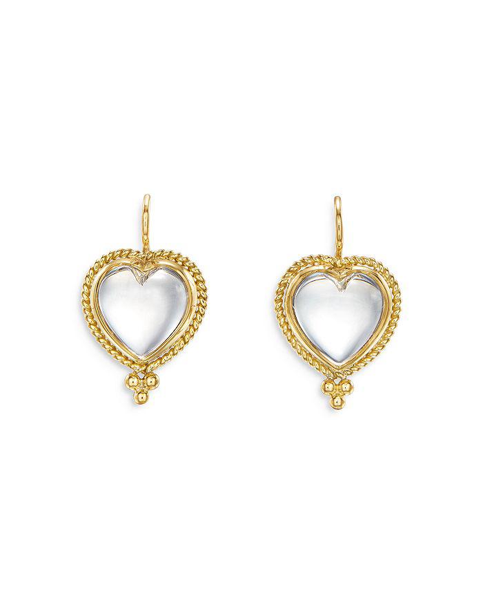 Temple St. Clair 18K Yellow Gold Rock Crystal Heart Earrings