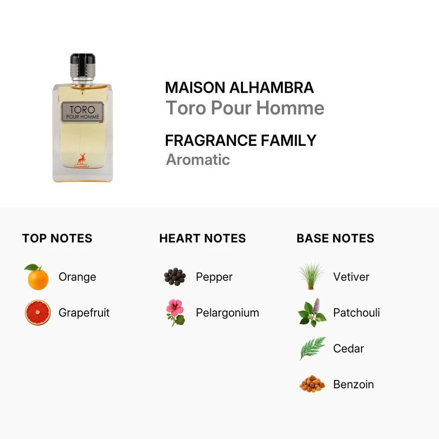 MAISON ALHAMBRA Men
s Toro Pour Homme EDP 3.4 oz Fragrances 6291108730270 3