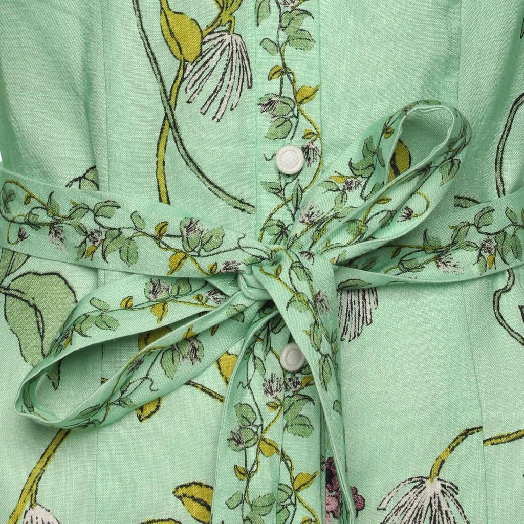 Alemais Alemais Green Olivia Floral Print Linen Shirt Maxi Dress M 4