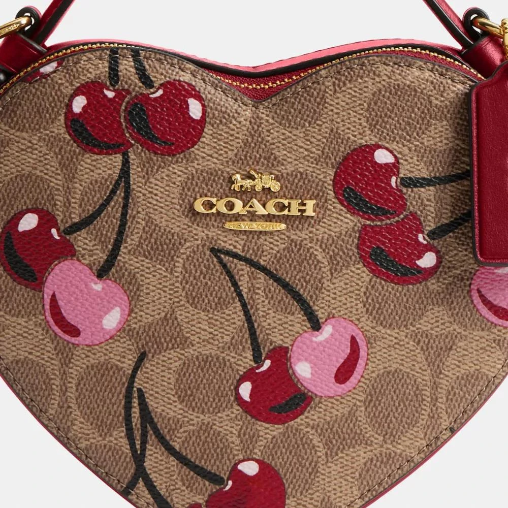 Coach Heart Crossbody Bag In Signature Canvas With Cherry Print 6
